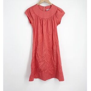 Calypso St. Barth Silk Coral Dress XS Short Sleeve Pockets Babydoll Casual